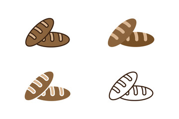Fresh Bread Icon Set – Artisan Loaves in 4 Styles