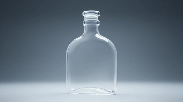 Glass Bottle Shape Morphing 3D Animation on Grey Background