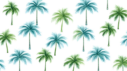 Seamless Palm Tree Pattern in Simple Watercolor Style for Tropical Designs
