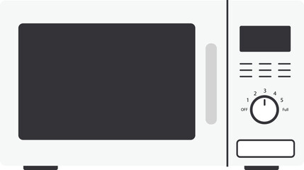 Fototapeta premium Vector illustration of a white microwave with a digital display, flat modern design