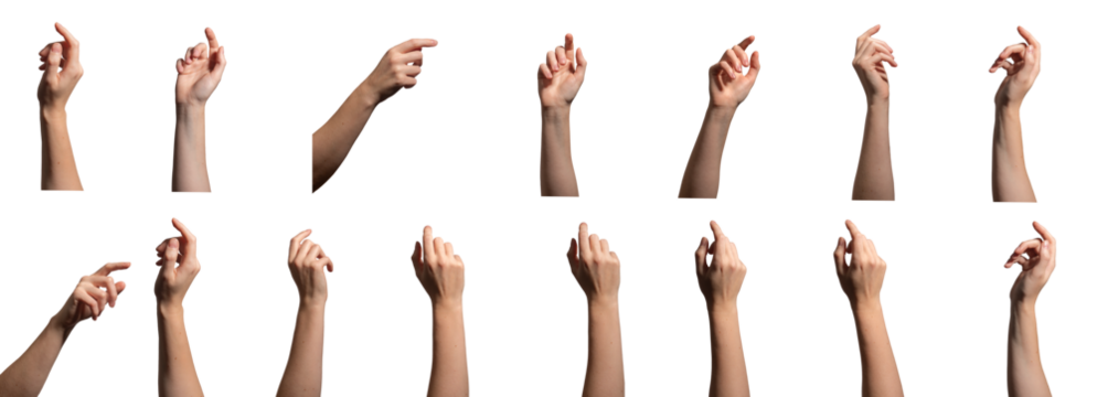 Hand with finger pointing upward in a gesture of reaching, promoting, or presenting. interaction and