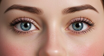 Fototapeta premium Stunning Close-Up of Captivating Blue Eyes, Featuring Long Eyelashes and Defined Eyebrows A High-Resolution Image Perfect for Beauty and Fashion