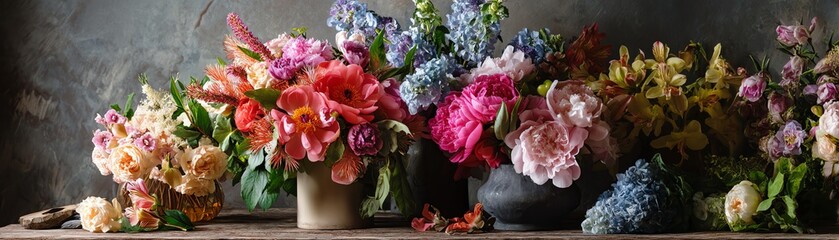 Obraz premium Vibrant flower arrangement in artistic display.