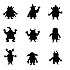 Monster black silhouette set