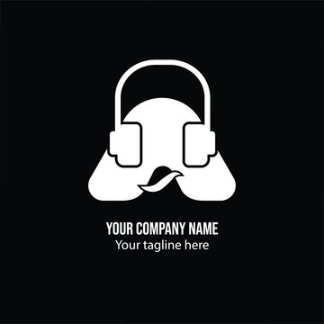 Minimalist flat logo featuring letter A merged with headset icon, perfect for modern audio, podcast, or tech branding needs