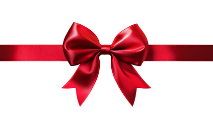 Elegant Red Bow Isolated on Transparent or White Background