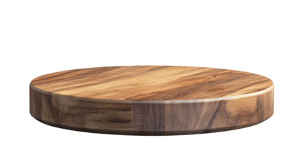 Circular Wooden Podium for Product Display Isolated on Transparent Background