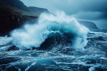 
Kitesurfer riding through waves at high speed, water splashing from under the board.

