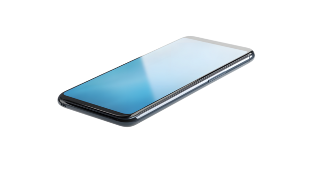 Modern Smartphone Floating Display Isolated on Transparent Background