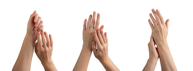 Hands with a clean, neat manicure, showcasing soft, healthy skin and delicate fingers. Elegant and