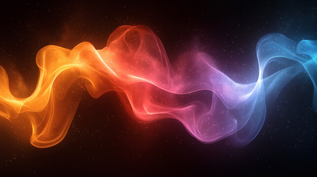 Abstract flowing smoke with vibrant colors on black background