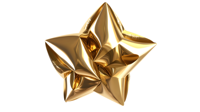 Luxurious Star-Shaped Gold Balloon on Transparent Background for Elegant Designs
