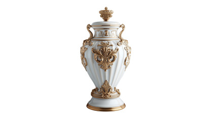 Vintage Porcelain Vase with Intricate Gold Detailing , isolated on a white or transparent background.