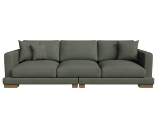 Modern three-seater sofa with neutral upholstery and simple wooden legs