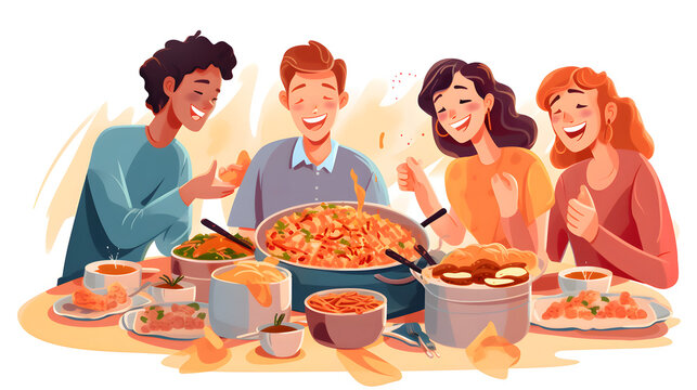 Modern Potluck Cartoon Vector Illustration for Event Planning Websites and Menus