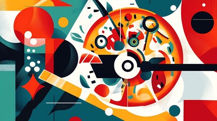 Abstract Pizza Food Illustration.