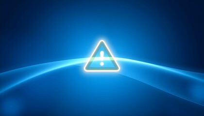 glowing triangular prism, energy field, abstract, holographic, neon, futuristic, digital art, 3d render, blue background