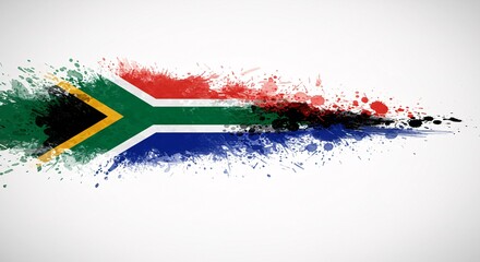 South African Flag Abstract Watercolor Splatter Design, Patriotism, Nation, Pride, Heritage