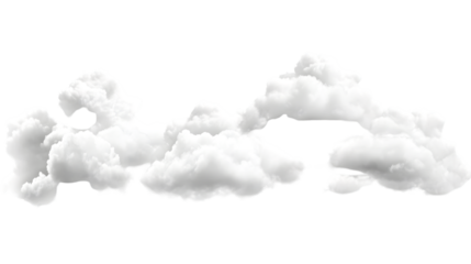 White Clouds Isolated on White or Transparent Background for Design Projects