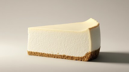 Creamy Cheesecake Slice on Beige Background