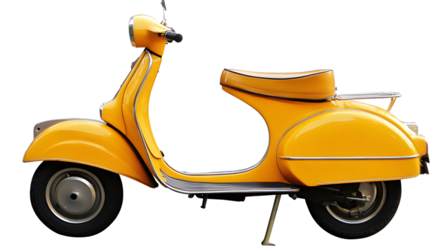 Yellow Vintage Scooter Isolated on Transparent Background - 3D Render