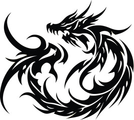 Fototapeta premium A black and white vector tribal tattoo design features a rooster and an eagle, powerful animal bird symbols in silhouette art