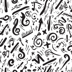 Black and White Abstract Doodle Pattern