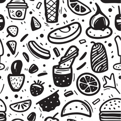  Black and White Abstract Doodle Pattern