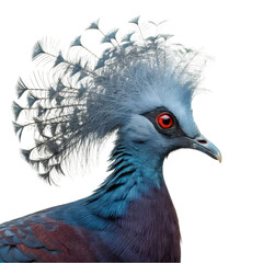 Victoria crowned pigeon isolated on transparent background