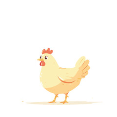 Cute Cartoon Chicken Illustration Standing On Isolated White Background For Kids And Agricultural Projects