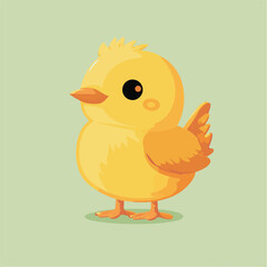 Cartoon Yellow Chick Vector Illustration Cheerful Spring Easter Design Element Cute Bird Clip Art Animal Character Icon