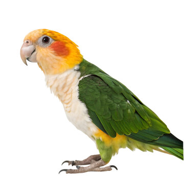 White bellied caique isolated on transparent background