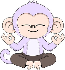Cartoon Monkey Mascot Meditating in Zen Pose