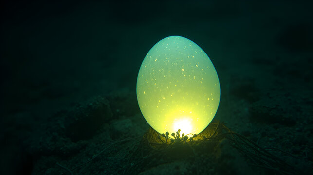 Mysterious Underwater Egg An unknown species of egg glowing fain
