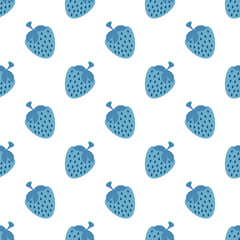 blue strawberries seamless pattern