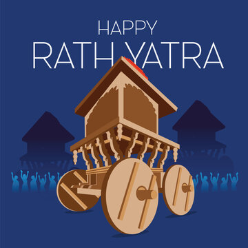 Traditional Indian Rath Yatra Poster Design &ndash; Lord Jagannath, Balabhadra, Subhadra