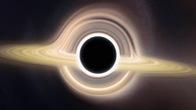Animation of a black hole in the universe, swallowing up planets

