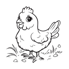 Charming Cartoon Chicken Illustration Ready For Coloring Pages And Creative Projects Depicting Farm Animals