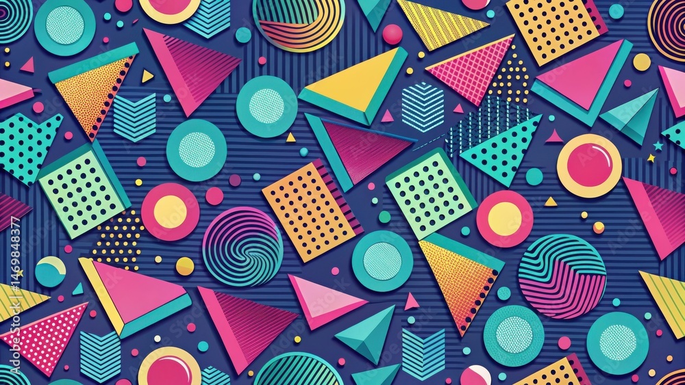Aufkleber Vibrant Geometric Pattern Featuring Bold Shapes and Dynamic Colors for Creative Design Projects