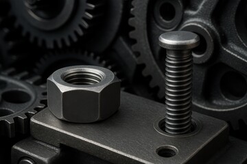 A nut and screw against the machine mechanism