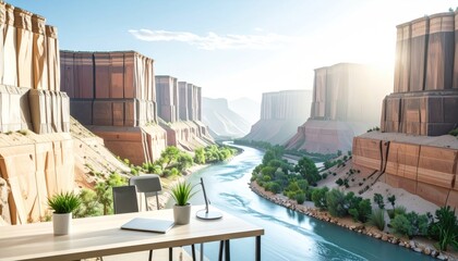 Canyon River Desk Setup Remote Work