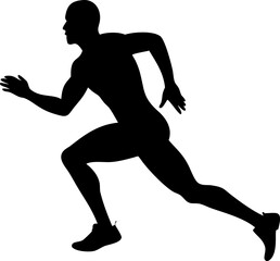 silhouette of a running man  black and white  high.eps