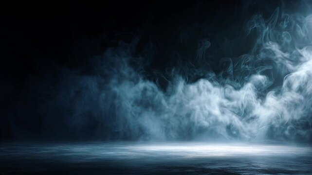 White Smoke Rising on Dark Stage Background Seamless Loop in 4K