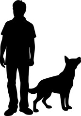 silhouette of a person standing next to a dog  det.eps