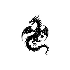 Stylized mythical dragon in silhouette, an illustration of folklore creature