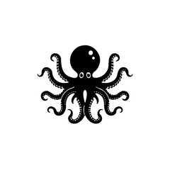 Stylized octopus illustration with circular head and eight tentacles emblem