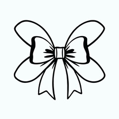 ribbon bow line art on white background