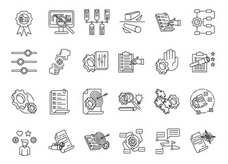 Technical workflow with abstract schematic icons