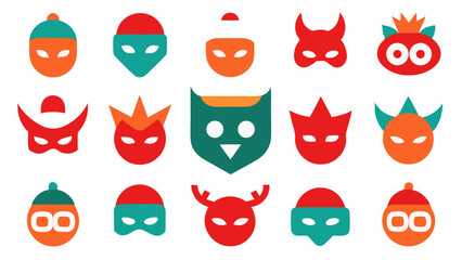 Creative set of Christmas masks in vector format ideal for holiday social media graphics, gift tags, printable decorations, and festive event marketing content