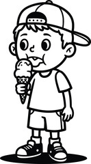 Fototapeta premium Vector Boy Enjoying Ice Cream